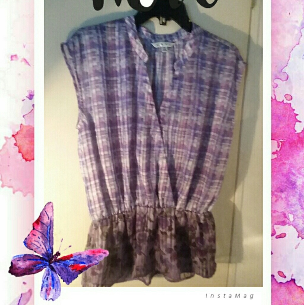 Cabi Purple Sheer Blouse Size Medium